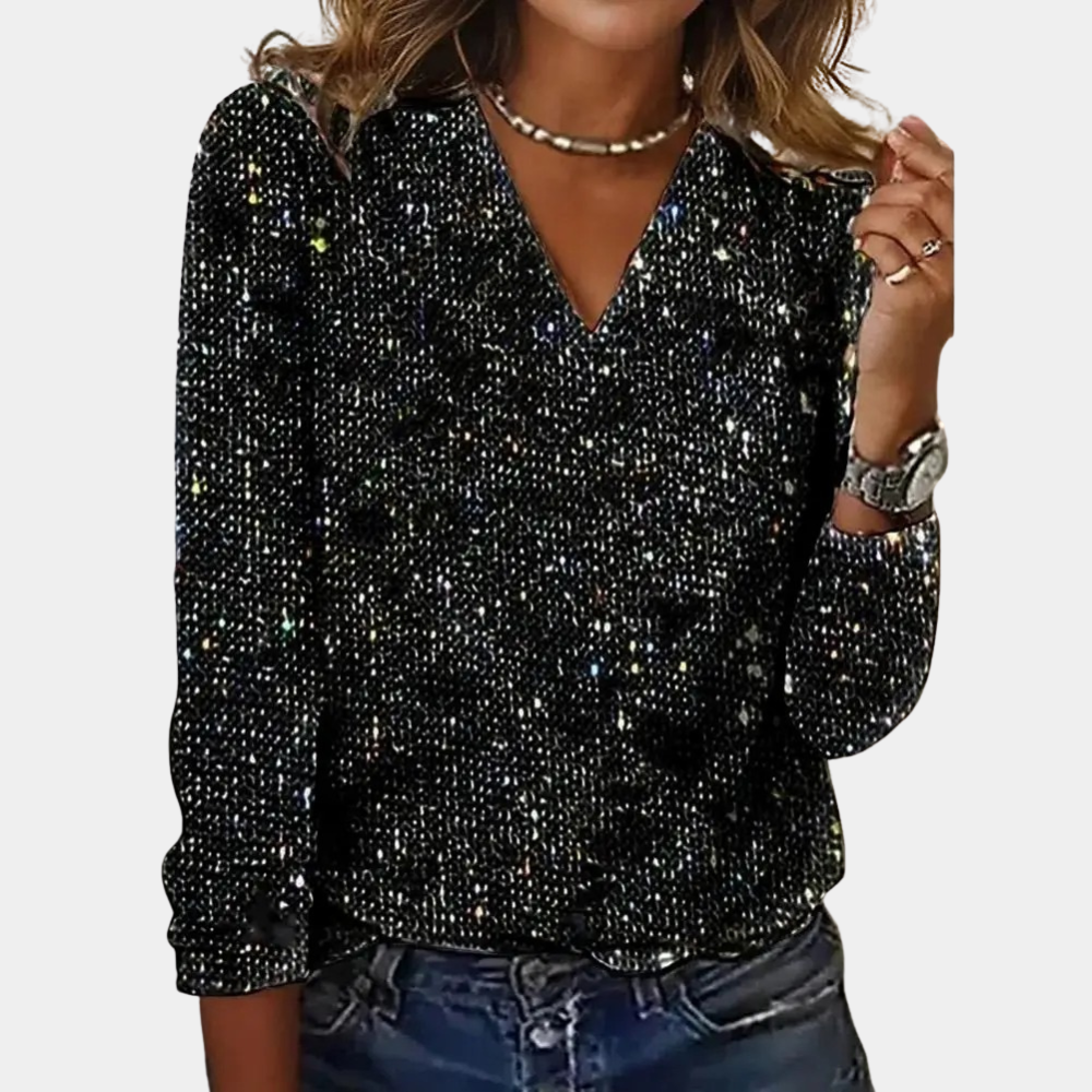 LUCY - TOP CON ESCOTE EN V GLITTER