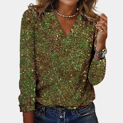 LUCY - TOP CON ESCOTE EN V GLITTER