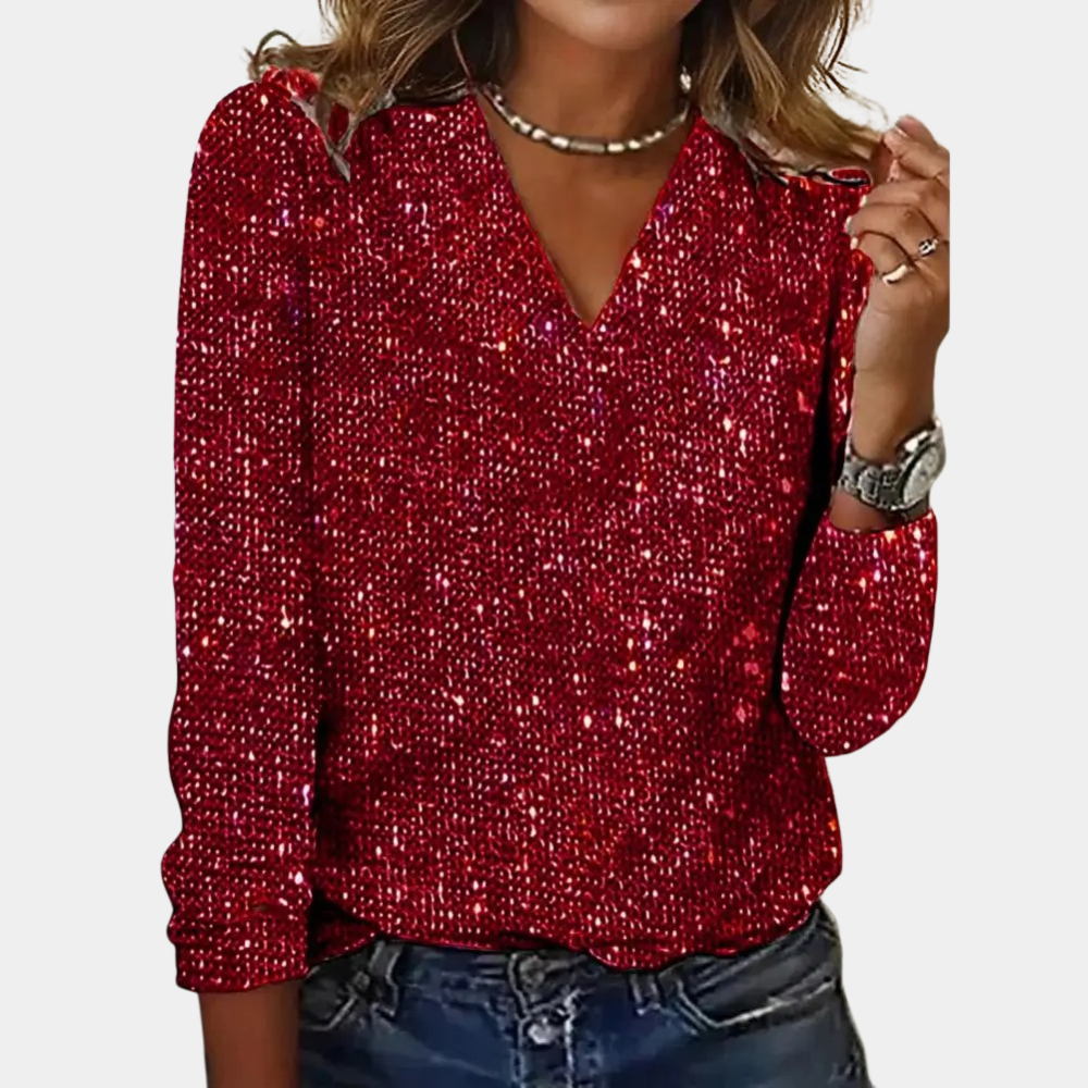 LUCY - TOP CON ESCOTE EN V GLITTER